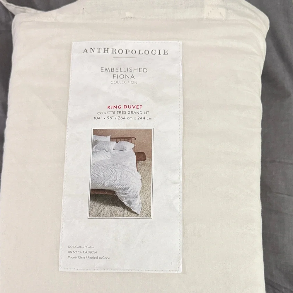 Anthropologie Cream Embellished Fiona Duvet
